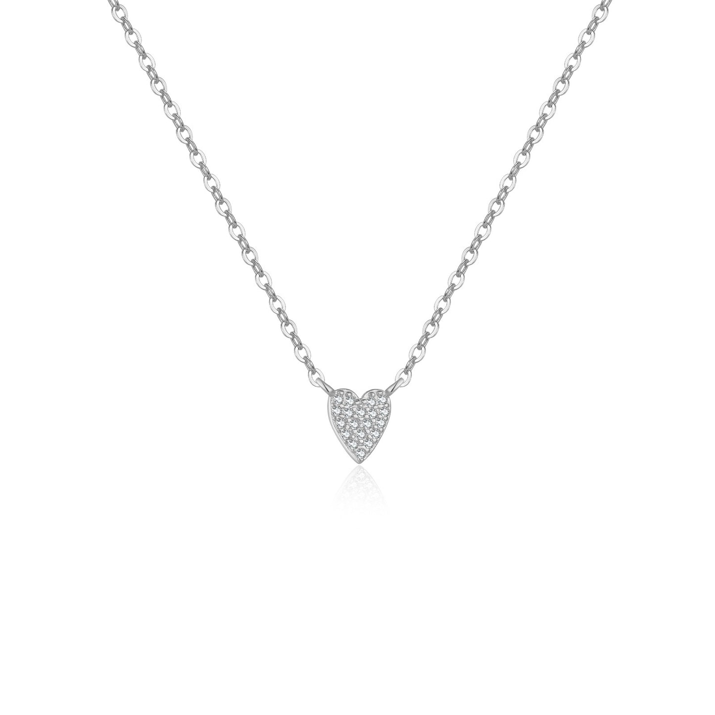 S925 Loving Heart In Sterling Silver Diamond Heart-shaped Pendant Necklace