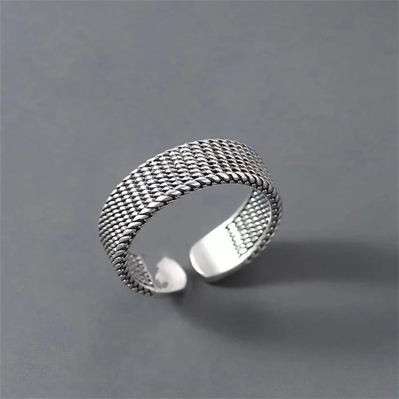 Vintage Ring Men's Jewelry Fashion Simple Lines Index Finger Ring Male Trendy Silver 925 Hand Ornaments