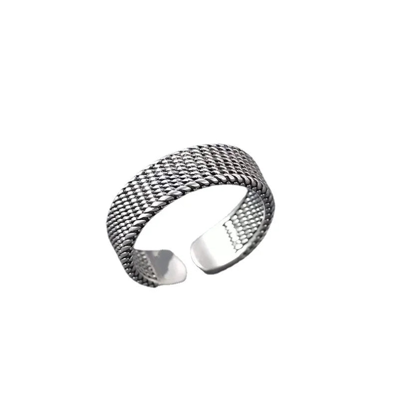 Vintage Ring Men's Jewelry Fashion Simple Lines Index Finger Ring Male Trendy Silver 925 Hand Ornaments