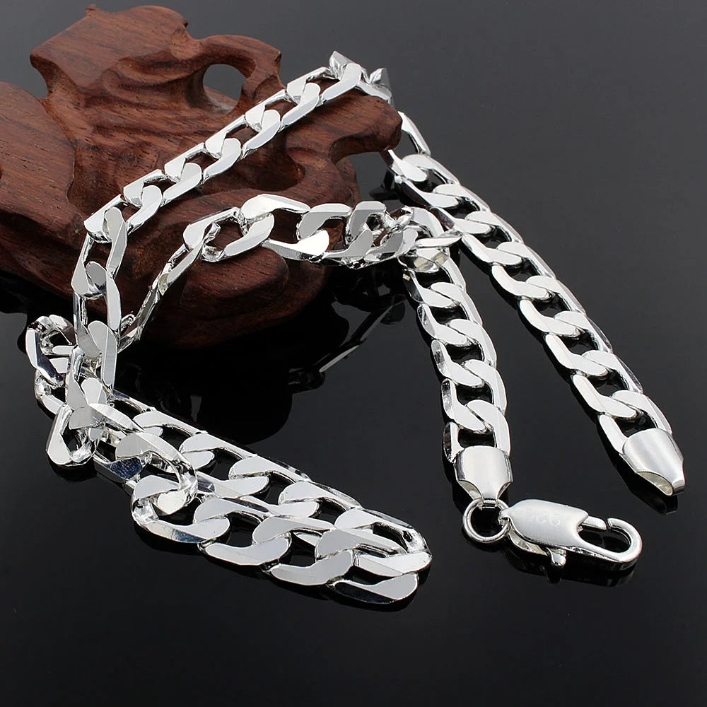 Chain 925 Sterling Silver Necklace for men's 20/24 inches