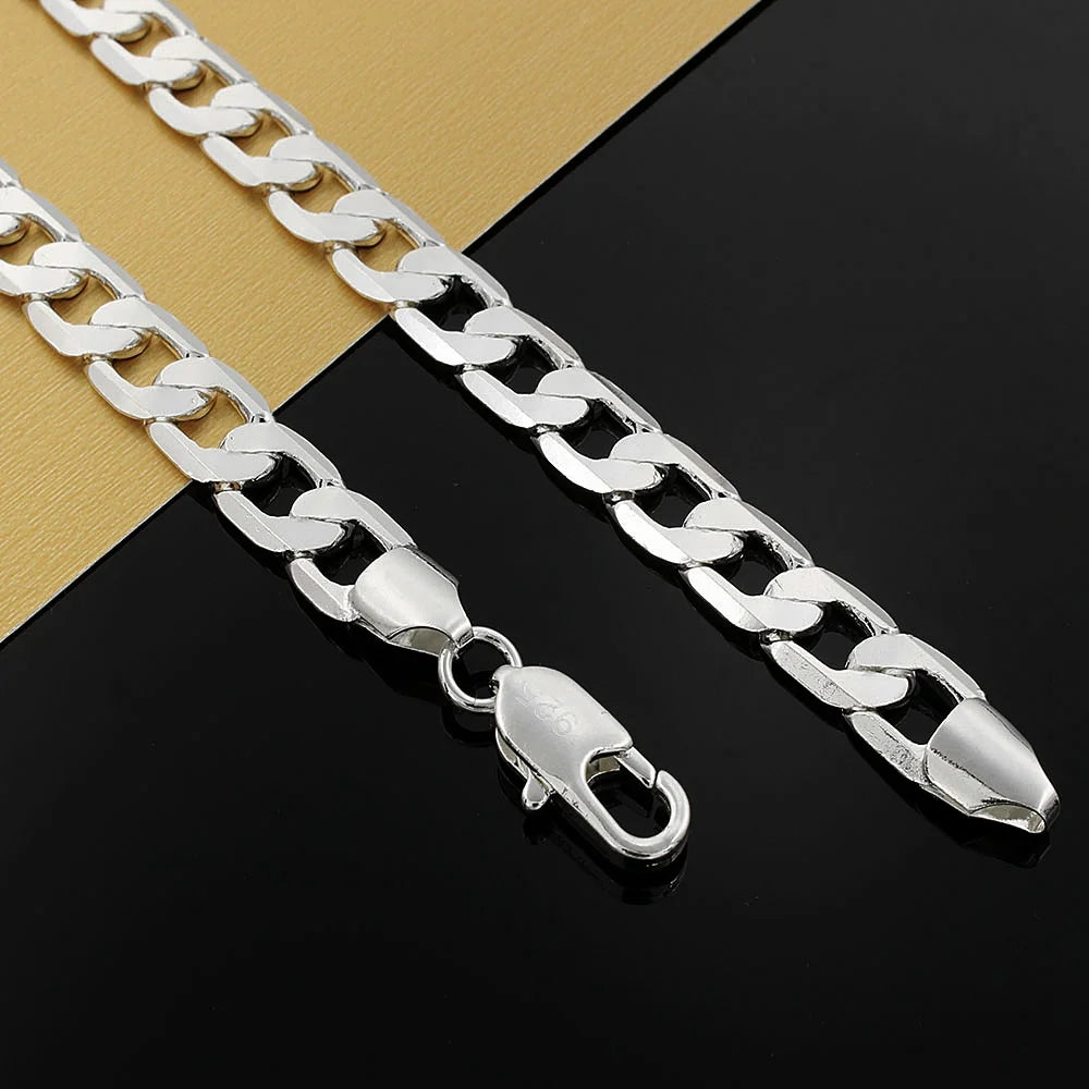 Chain 925 Sterling Silver Necklace for men's 20/24 inches