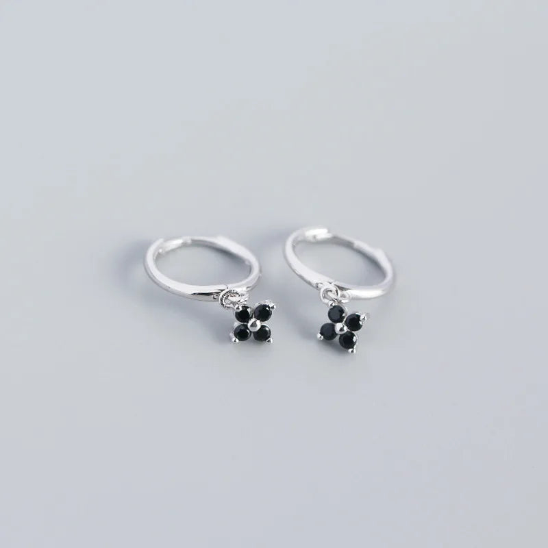 925 Sterling Silver Floral Sweet Earrings Temperament Simple Inlaid Zircon for Women Wedding Jewelry Accessories