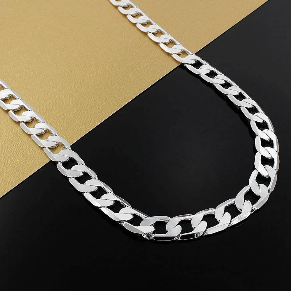 Chain 925 Sterling Silver Necklace for men's 20/24 inches